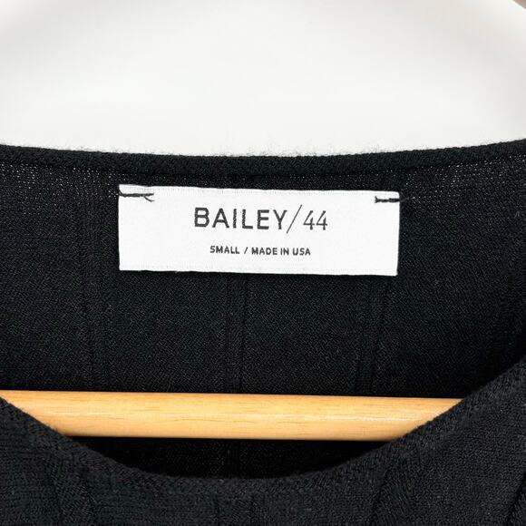 Bailey/44 Black Ribbed Fitted 3/4 Sleeve Statement Top Size S - Picture 5 of 5